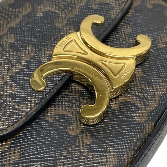 CELINE Triomphe Canvas/Mini Triomphe Tan (Dark Brown) Brown) PVC 1239-032625 - Picture 10 of 14